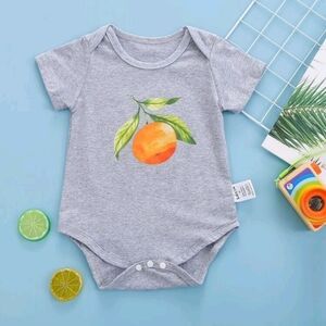 New Shein Baby 12-18 mos Orange Fruit Cotton Blend Outfit, Gray 12 - 18 months